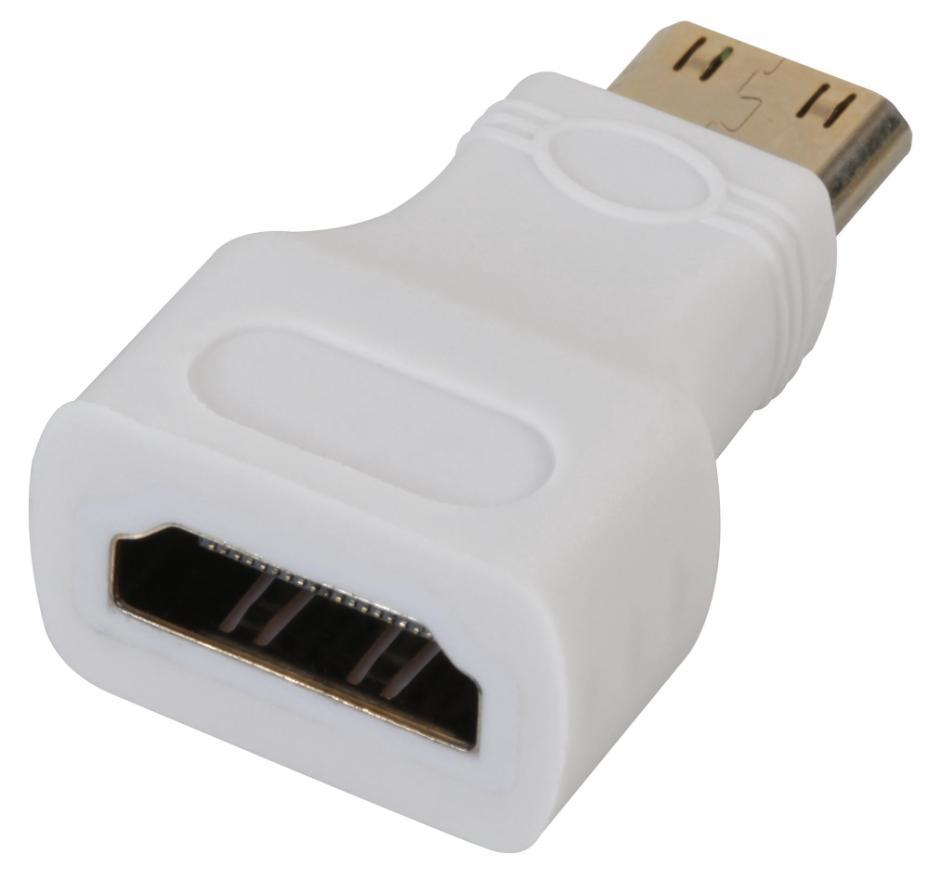 Mini HDMI Male to HDMI Female Adaptor, White - SC0005