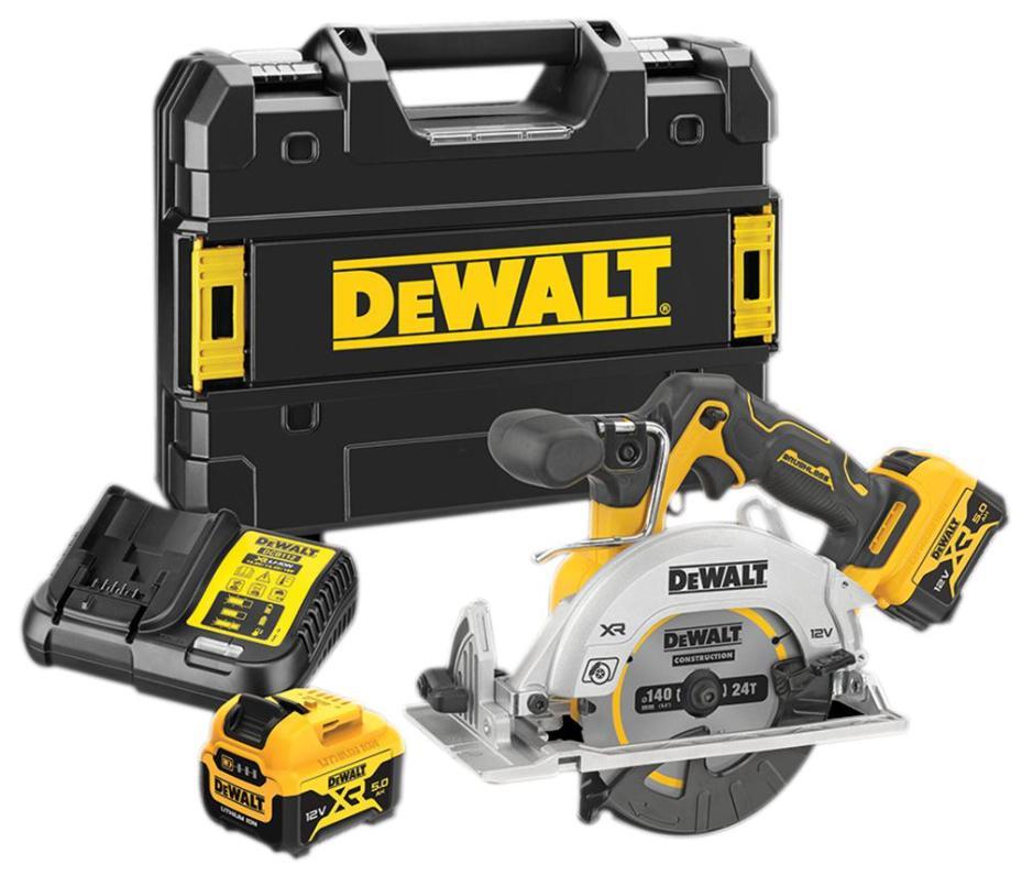 140mm 12V XR 2x 5Ah Li-Ion Brushless Cordless Circular Saw Kit - DCS512P2-GB
