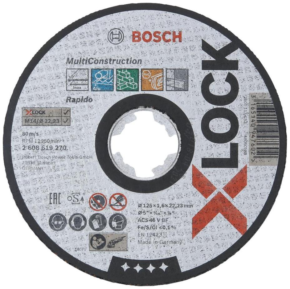 5" (125mm x 1.6mm x 22.23mm) Angle Grinder X-LOCK Multi Construction Cutting Disc - 2608619270
