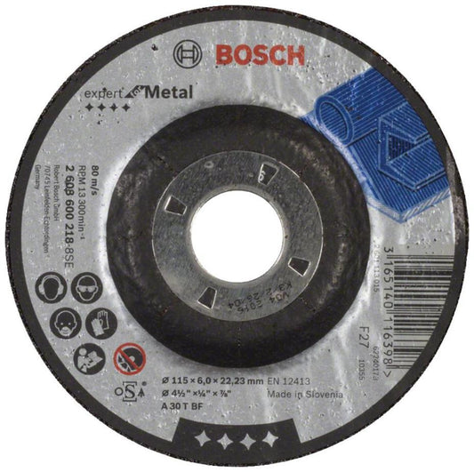 4 1/2" (115mm x 6mm x 22.23mm) Angle Grinder Expert for Metal Grinding Disc with Depressed Centre - 2608600218