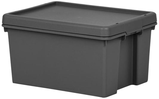 16L Bam Box Heavy Duty Recycled Storage Box with Lid, Black - 215mm x 290mm x 395mm - 445040