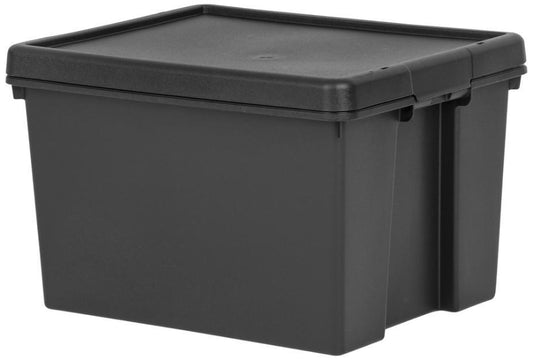 45L Bam Box Heavy Duty Recycled Storage Box with Lid, Black - 320mm x 400mm x 500mm - 445140