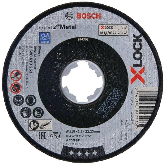 4 1/2" (115mm x 2.5mm x 22.23mm) Angle Grinder X-LOCK Expert for Metal Cutting Disc - 2608619253