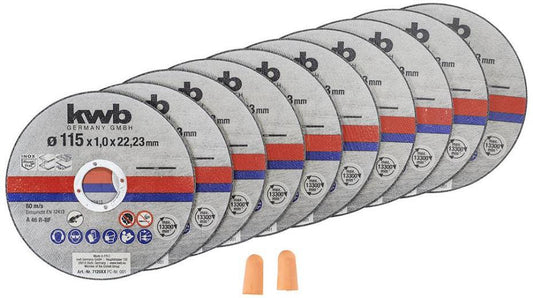 4 1/2" (115mm x 1mm x 22.23mm) Angle Grinder Metal Thin Cutting Discs, 10 Pack - 712021