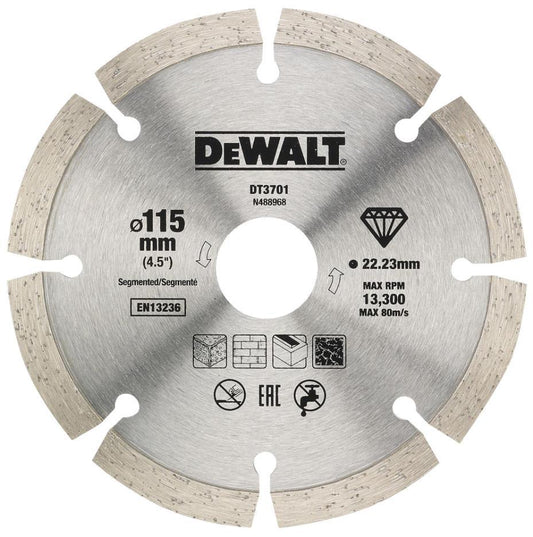4 1/2" (115mm x 22.23mm) Angle Grinder Diamond Cutting Discs, 2 Pack - DT20455-QZ
