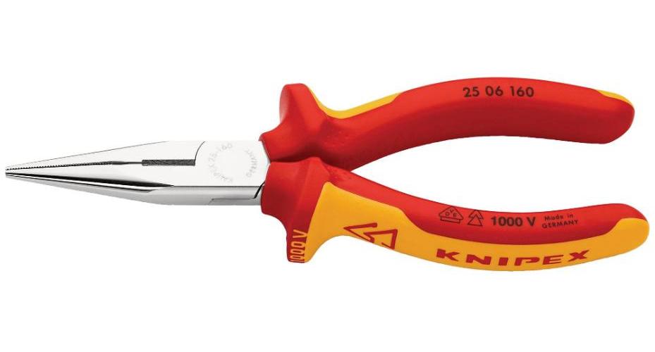 6.3" (160mm) VDE Insulated Long Nose Side Cutting Pliers - 25 06 160