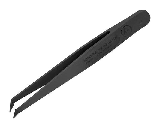 110mm ESD Carbon fibre Reinforced Plastic Tweezers, Bent Pointed Tips - 92 09 03 ESD
