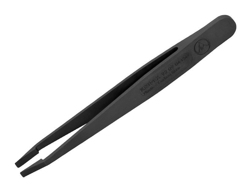 115mm ESD Carbon fibre Reinforced Plastic Tweezers, Straight Flat Tips - 92 09 04 ESD