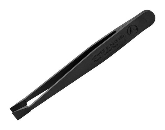 115mm ESD Carbon fibre Reinforced Plastic Tweezers, Bent Flat Tips - 92 09 05 ESD