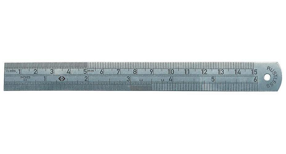 6" (150mm) Stainless Steel Ruler with Hanging Hole - T3530 06