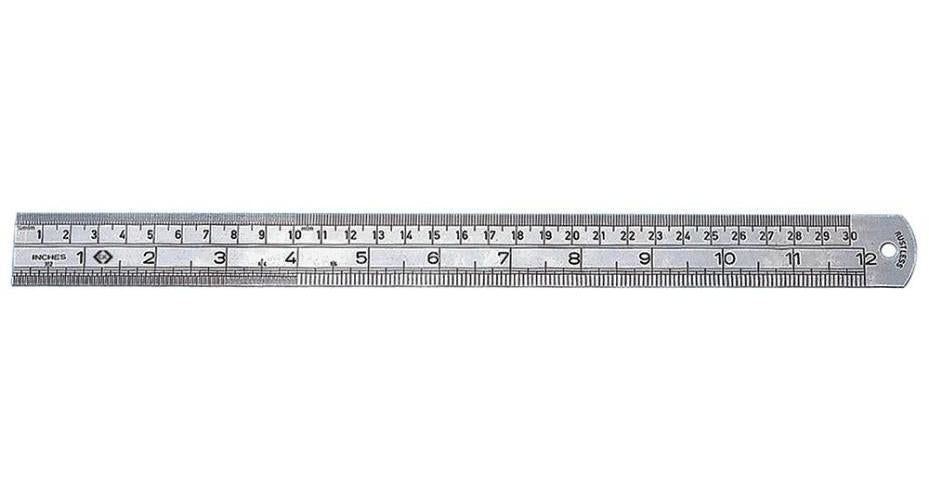 12" (300mm) Stainless Steel Ruler with Hanging Hole - T3530 12