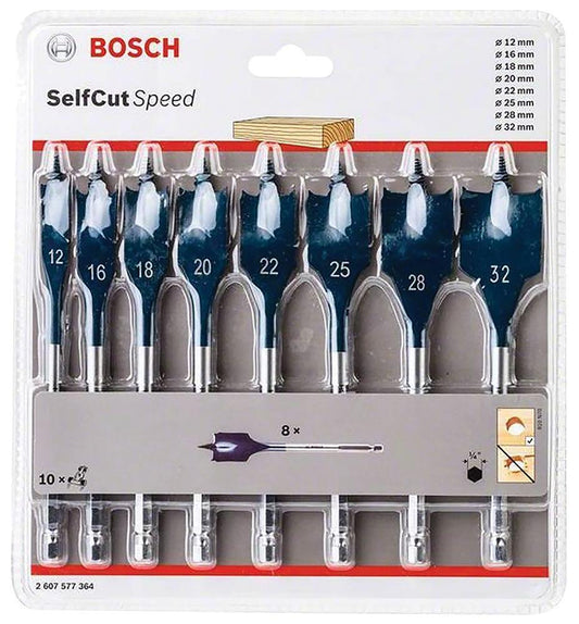 Self Cut Speed  Flat Wood Spade Drill Bit Set, 8 Piece - 2607577364