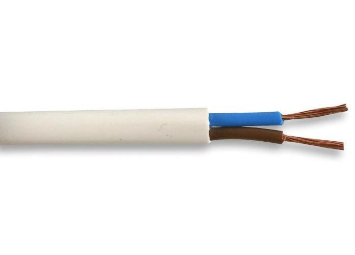 0.50mm2 2182Y 2-Core Mains Cable, 3A, White, 5m - PEL01097