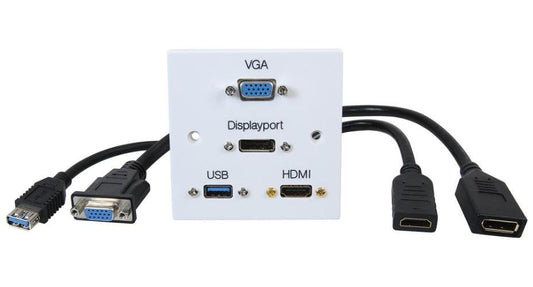 1 Gang Wallplate with HDMI/USB/VGA/Displayports Connectors - PELR0261