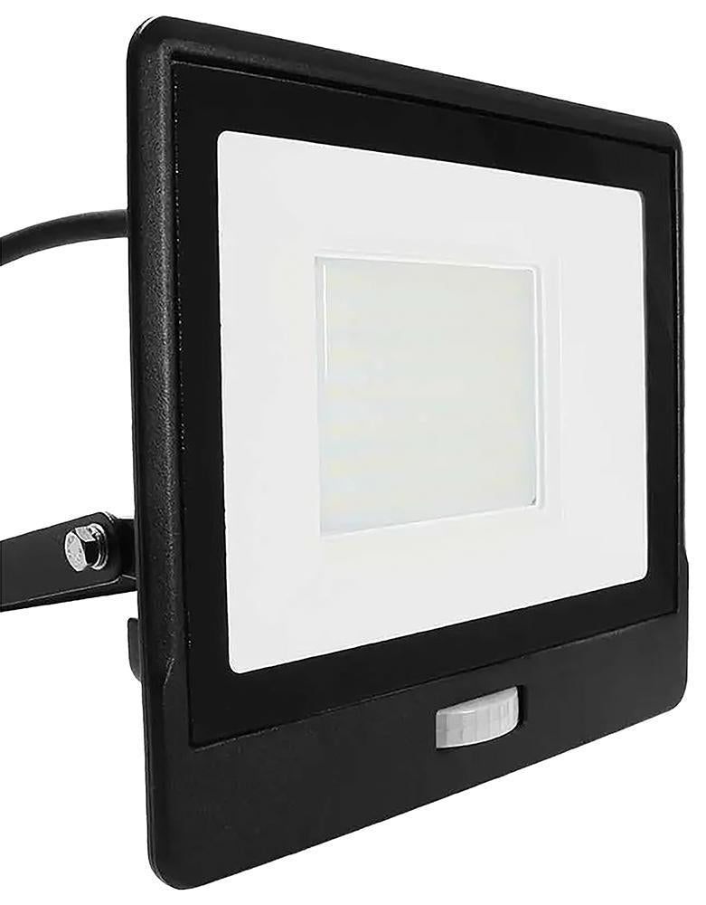50W Slim Floodlight with PIR, 3000K, 4000lm, IP65, Black - VT-158S-1-B 20289