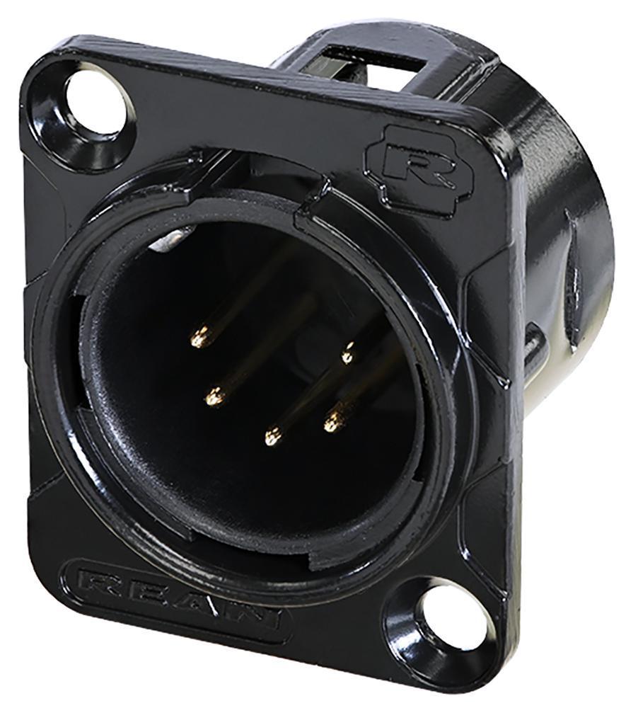 5  Pole XLR Panel Mount Plug, Black - RC5MDL-B
