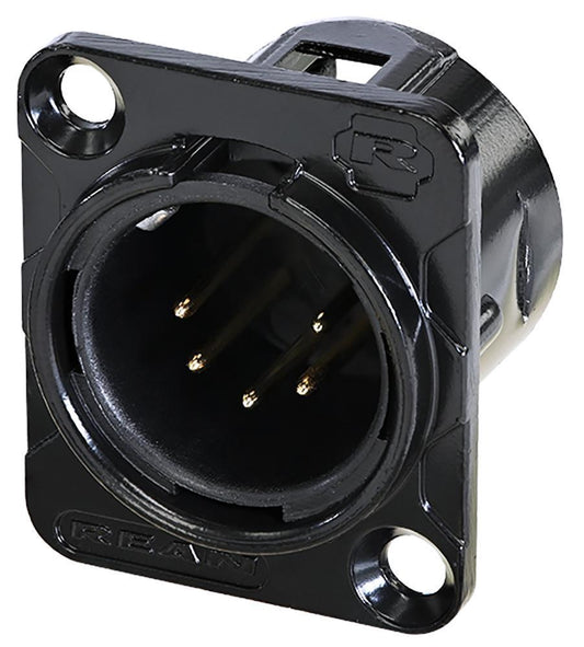 5  Pole XLR Panel Mount Plug, Black - RC5MDL-B