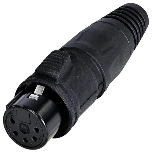 5 Pole XLR Socket, IP65, Black, Tin Plated Contacts - RCX5F-Z-001-0