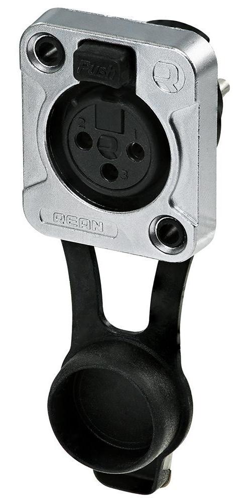 5 Pole Front Panel Mount XLR Socket, D Size, IP65, Black, Gold Plated Contacts - RRX3F-Z-002-0