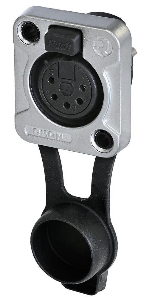 5 Pole Front Panel Mount XLR Socket, D Size, IP65, Chrome - RRX5F-Z-000-0