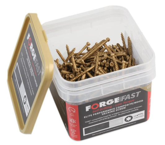 4.5mm x 60mm Torx Reduced Countersunk Tan Treated Decking Screws, Trade Tub x600 - FFDSC4550TT