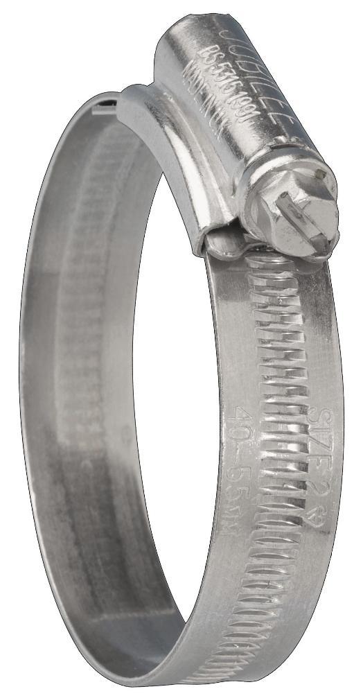 40mm - 55mm Zinc Plated Mild Steel Jubilee Clips, 10 Pack - 2MS