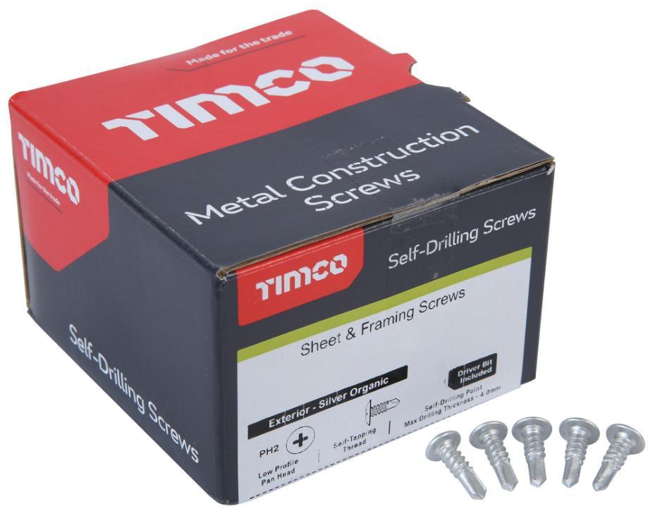 4.8mm x 16mm Low Profile Pan Head Phillips Self Drilling Screws, 500 Pack - LPP16