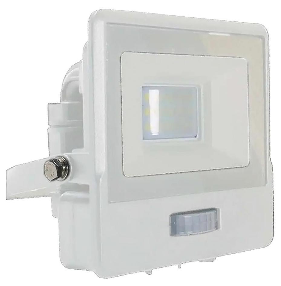 10W Slim Floodlight with PIR, 4000K, 735lm, IP65, White - VT-118S-W 20269