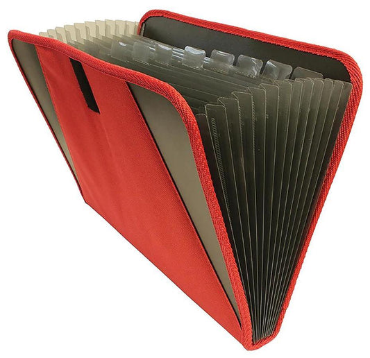 13 Pocket Fabric Expanding File, Red - EXPFABRD