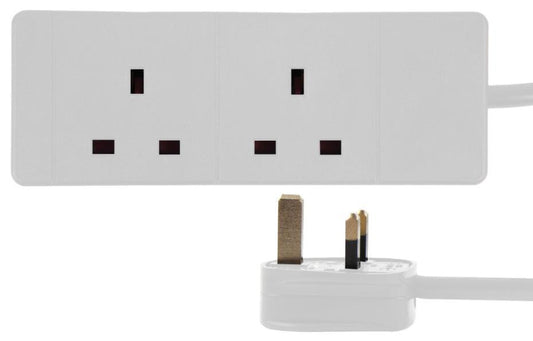 Mains Extension Lead, 2 Gang, 7.5m, White - PELB1985