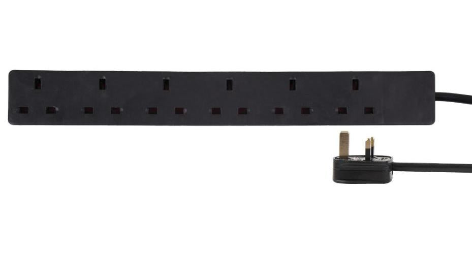 Mains Extension Lead, 6 Gang, 7.5m, Black - PELB1996