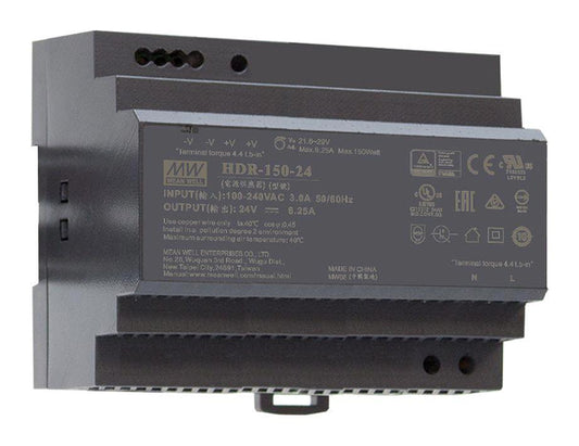 15V, 9.5A, 142.5W, AC/DC DIN Rail Power Supply - HDR-150-15