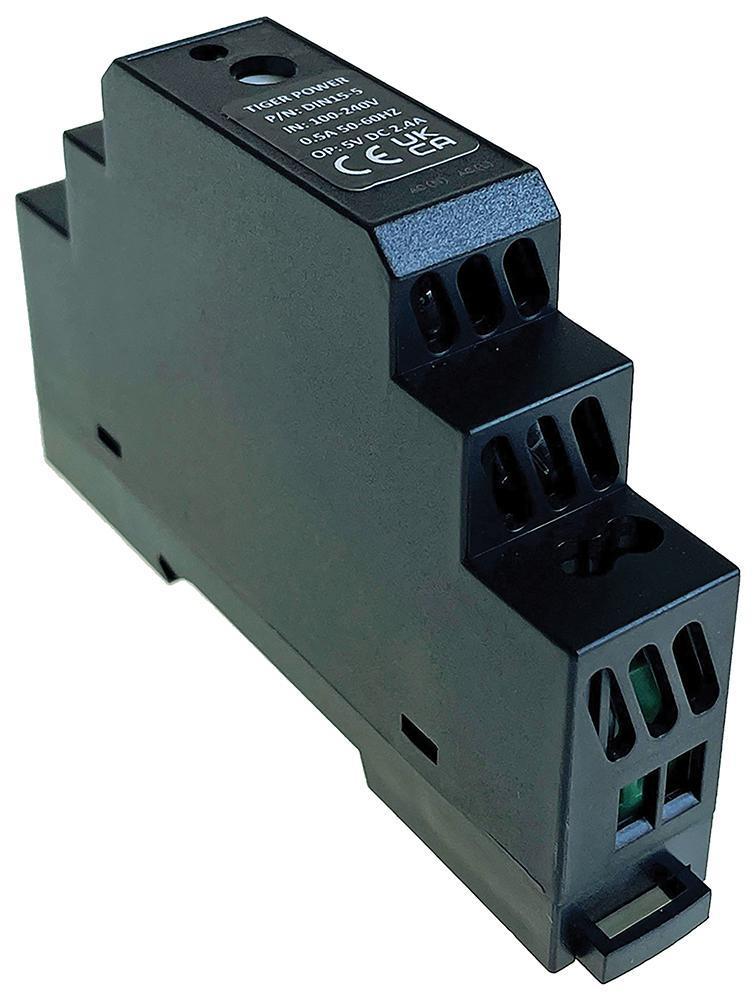 5V, 2.4A, 15W, AC/DC DIN Rail Power Supply - DIN15-5