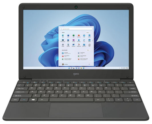 11.6" GeoBook 110 GE346 HD Laptop Dual Core Intel Celeron 4GB 64GB eMMc Win 11 Home S Mode, Black - GE346