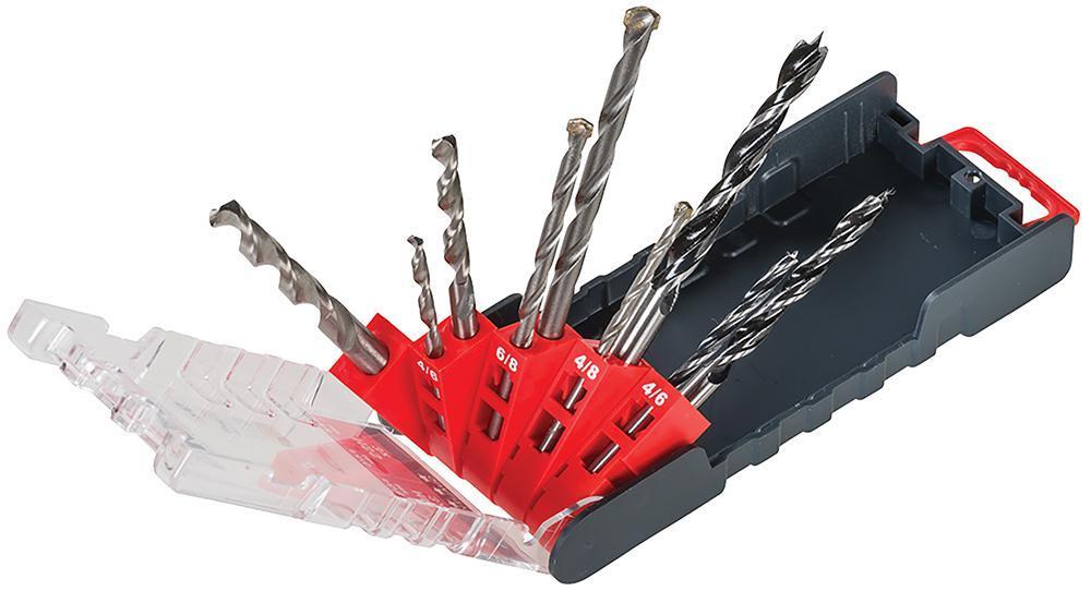 Mixed Drill Bit Set for Metal, Masonry & Wood, 9 Piece - 109154
