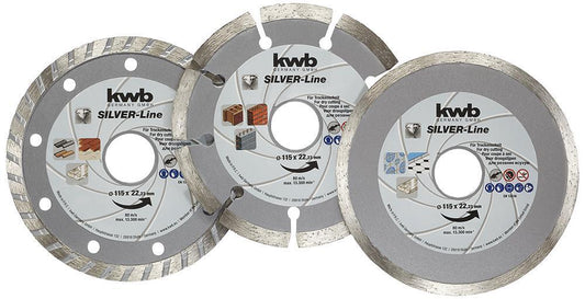 4 1/2" (115mm x 22.23mm) Angle Grinder Diamond Cutting Discs, 3 Pack - 797080