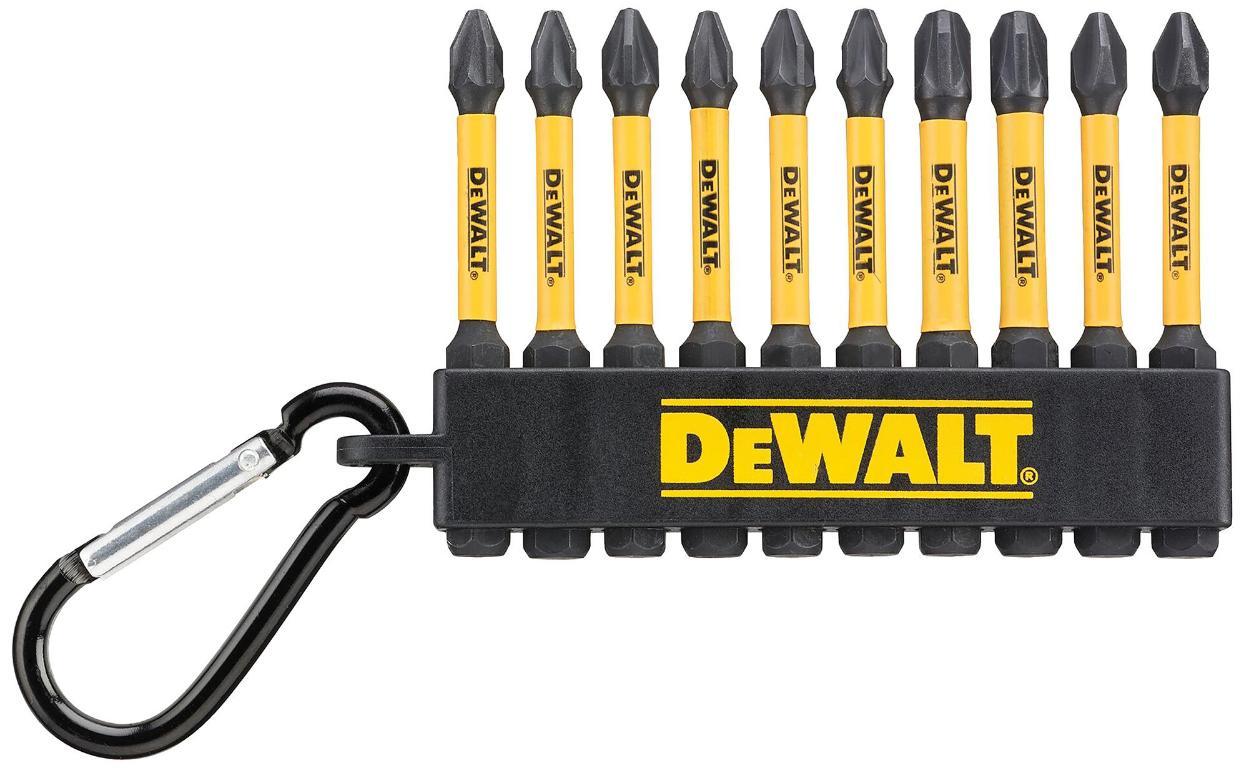 57mm Mixed Pozidriv & Phillips FlexTorq Impact Screwdriver Bit Set Keyring, 10 Piece - DT7274-QZ
