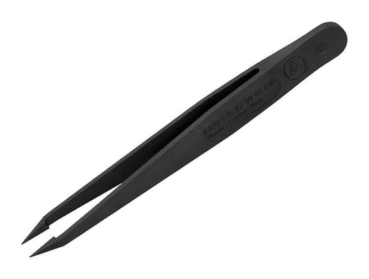 115mm ESD Carbon fibre Reinforced Plastic Tweezers, Bent Pointed Tips - 92 09 02 ESD