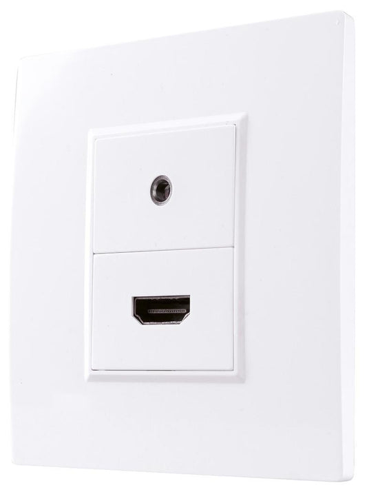 1 Gang 3.5mm Audio & HDMI 2.0 Multimedia Wallplate - F267FG