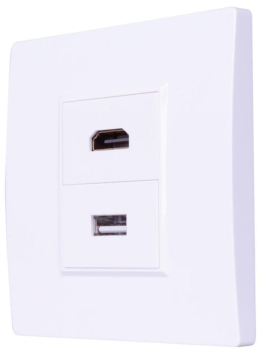 1 Gang USB-A & HDMI 2.0 Multimedia Wallplate - F267FH