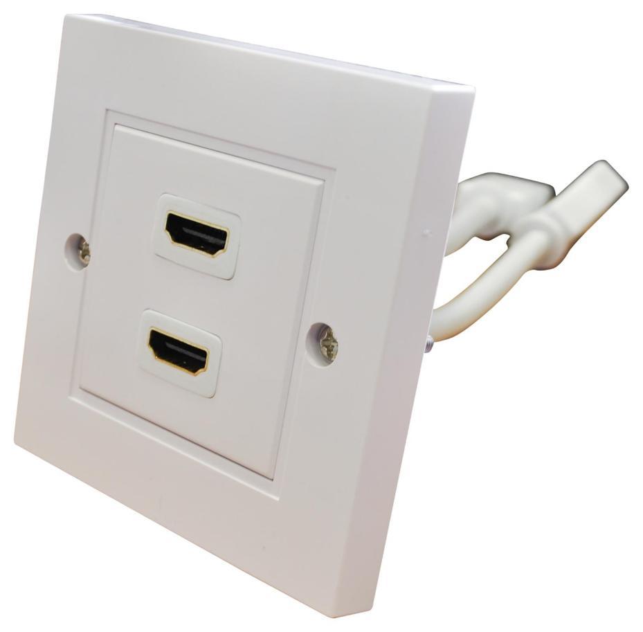 1 Gang Twin HDMI 2.0 Multimedia Wallplate with Flylead - F267SD