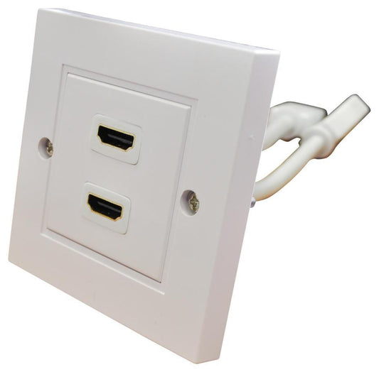 1 Gang Twin HDMI 2.0 Multimedia Wallplate with Flylead - F267SD