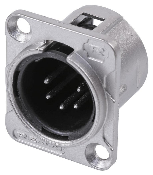 5 Pole XLR Panel Mount Plug, Nickel - RC5MDL