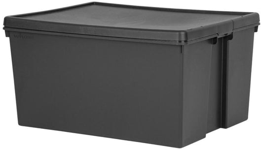 150L Bam Box Heavy Duty Recycled Storage Box with Lid, Black - 420mm x 600mm x 800mm - 445220