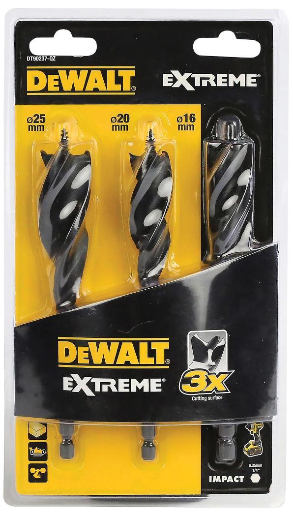 152mm Tri-Flute Wood Spade Drill Bit Set, 3 Piece - DT90237-QZ