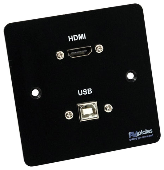 1 Gang HDMI 2.0 & USB-B Multimedia Face Plate, Black - AVP341