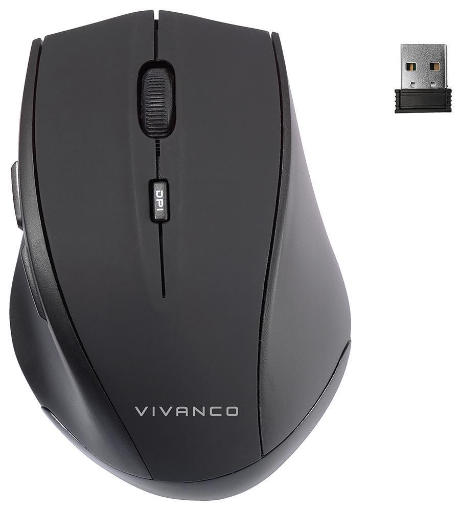 5 Button Silent Click Wireless USB Laser RF Mouse 1600 dpi, Black - 39631