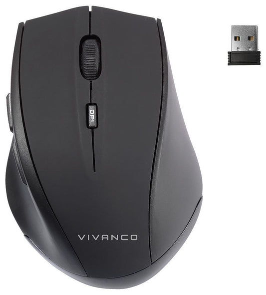 5 Button Silent Click Wireless USB Laser RF Mouse 1600 dpi, Black - 39631