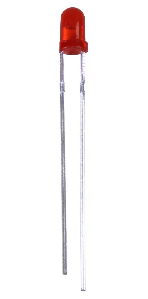 3mm Red LED, Diffused, 18mA, 2.2V, Pack of 100 - PSG91839