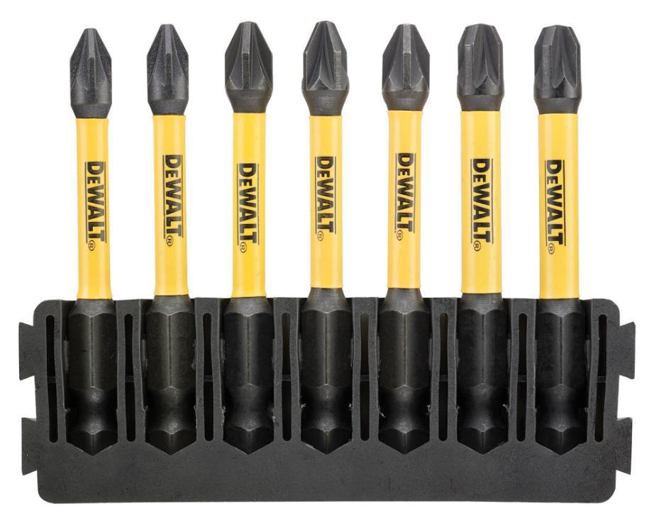 57mm FlexTorq Extreme Pozidriv Mix Bar Screwdriver Bits, 7 Piece - DT70822-QZ